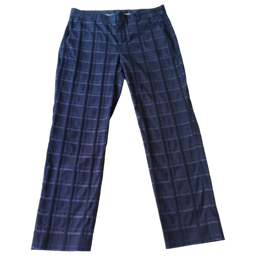 Banana Republic Avery Fit Dress Pants 4 Madras Plaid Crop Navy Career Preppy